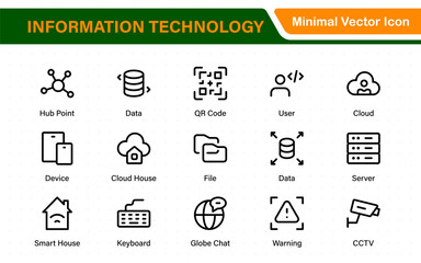 Information technology icons set. Set of It technology icons. Industry concept factory of the future. Technology progress. Big UI icon set in a flat design. Thin outline icons