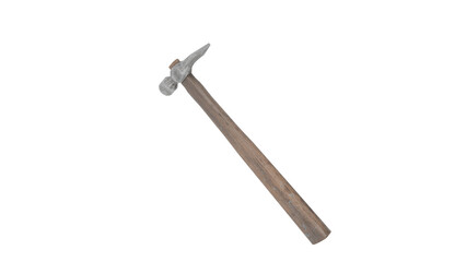 3D Render a hammer with a wooden handle on a white background