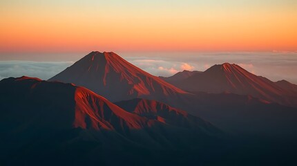 Fiery peaks pierce the cloud sea