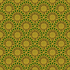 Floral geometric pattern on a green background