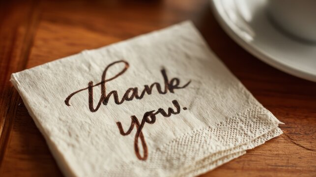 Thank you note on a napkin