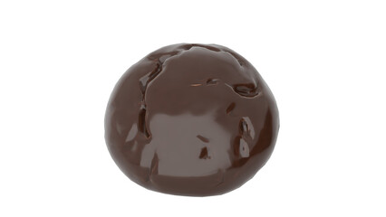 3D Render a chocolate covered chocolate ball with a woman face