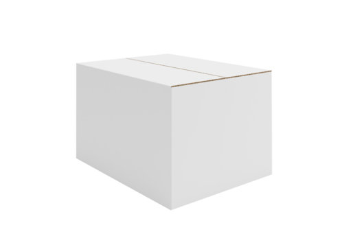 White cardboard box, transparent background