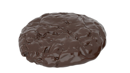 3D Render a chocolate cookie with a bite taken out of it