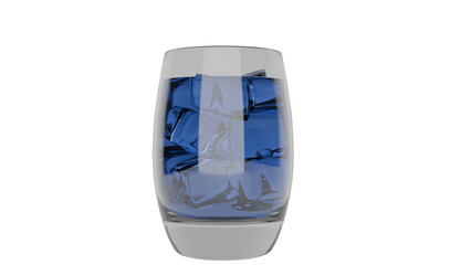 3D Render a glass filled with blue sheets of paper