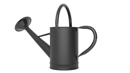 3D Render a black watering can with a handle