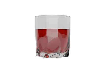 3D Render a glass of red liquid with a ladybug on it