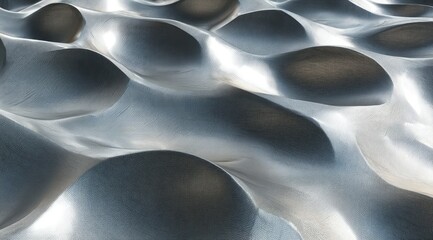Undulating metallic surface with a smooth, reflective texture, showing a pattern of rounded hills and valleys under even lighting