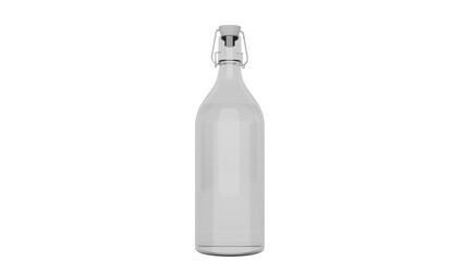 3D Render a white bottle with a metal cap