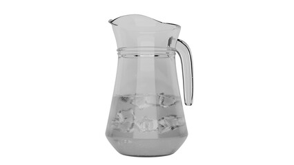 3D Render a pitcher filled with ice sitting on top of a table