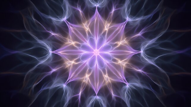 Minimal AI neural path with symmetrical glowing patterns on a tech-inspired canvas