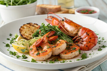 grilled shrimps with lemon and parsley
