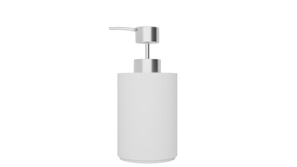 3D Render a white soap dispenser with a metal pump