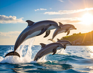 Obraz premium dolphin jumping out of water