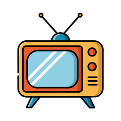 Vintage colorful television vector icon on white background.