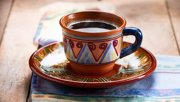 mexican coffee in ceramic cup double exposure stock photo - Powered by Adobe