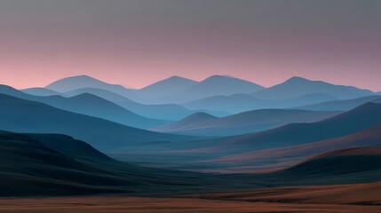 Blue and Purple Mountain Range at Sunset