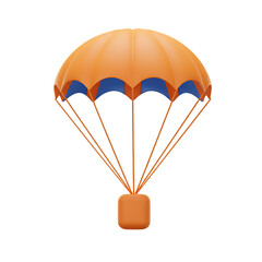 Isometric orange parachute with brown package