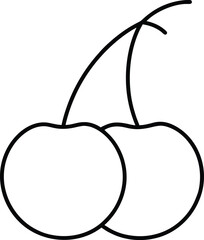 Flat style cherry fruit pair line art illustration