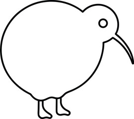Flat style kiwi fruit slice line art illustration