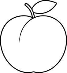 Flat style peach whole and half line art illustration