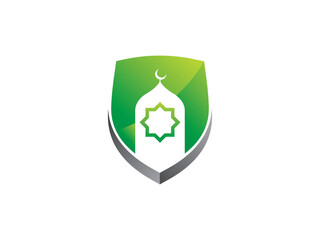 Islamic Mosque Shield Logo Template Design