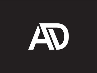 Obraz premium Minimalist White A and D Letter Logo Design on Black Background