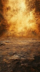 Abstract Dramatic Fiery Background with Textured Ground and Glowing Sky