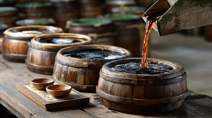 Traditional Brewing Process of Soy Sauce in Wooden Barrels