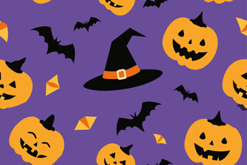 Fototapeta premium halloween seamless pattern with pumpkins