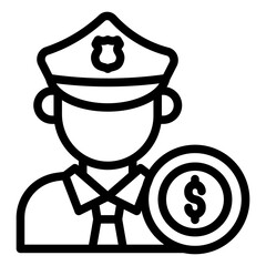 corrupt officer outline icon related to bribery case