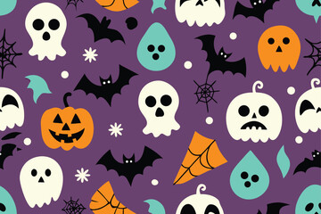 Fototapeta premium -halloween-seamless-vector-pattern--spooky-pumpkin.eps