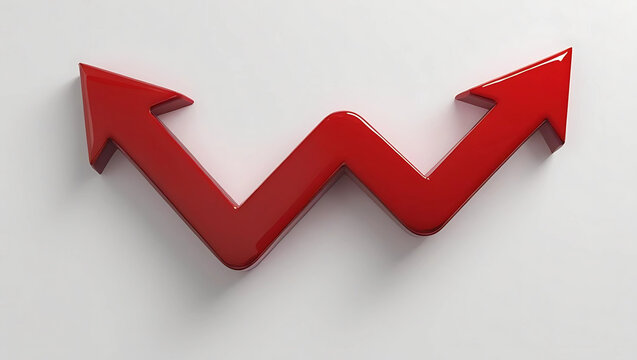 Red arrow graph showing a downward trend