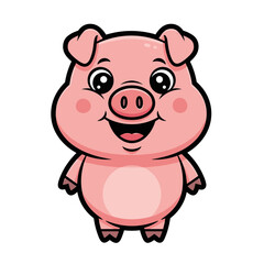 Happy Cartoon Pig Standing Vector Illustration