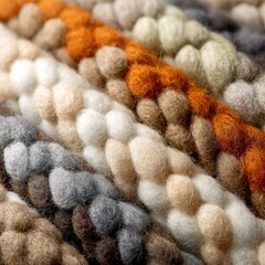 Close-up of a textured fabric with a pattern of thick, interwoven strands in earth tones.  The image highlights the looped and knotted texture