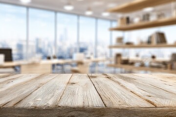 A rustic wooden tabletop dominates the foreground, sharply in focus, 