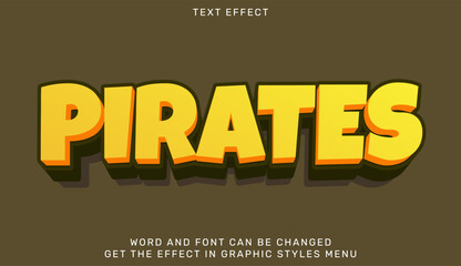 A vibrant pirate themed text design with bold, yellow, 3D typography, providing a playful and adventurous aesthetic well suited for various graphic design projects