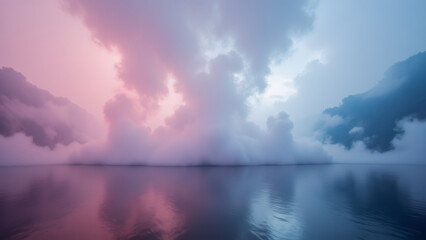 Dramatic Sky and Water Reflection with Pink and Blue Clouds at Sunset