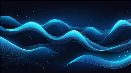 Abstract green light wave pattern with glowing stars for futuristic space design


