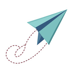 Vector Paper Airplane Flight Illustration Teal and Blue Design