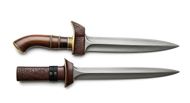 Two Roman Pugio Daggers on White Background