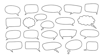 Speech bubbles collection, blank text boxes, conversation, chats