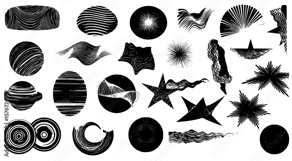 Poster distressed vector brushstroke elements showcasing unique textures and patterns, perfect for adding a