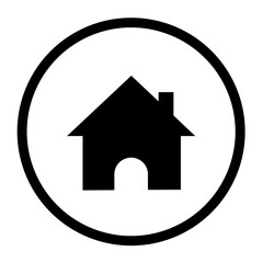 Simple Line Art Home in Circle Shape, Property Icon Symbol