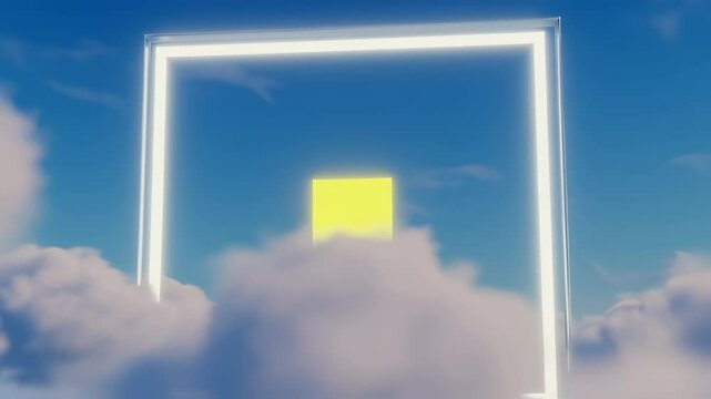 Pale yellow object in square frame abstract image