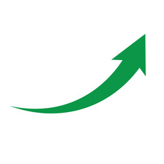 A green arrow curves upwards indicating growth and success on a white background
