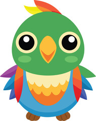 Cartoon Rainbow-Winged Parrot