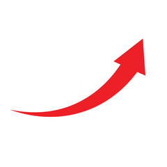 A single red arrow curves upwards on a clean white background symbolizing growth and progress
