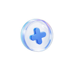Fototapeta premium A translucent orb encases a 3D blue plus symbol