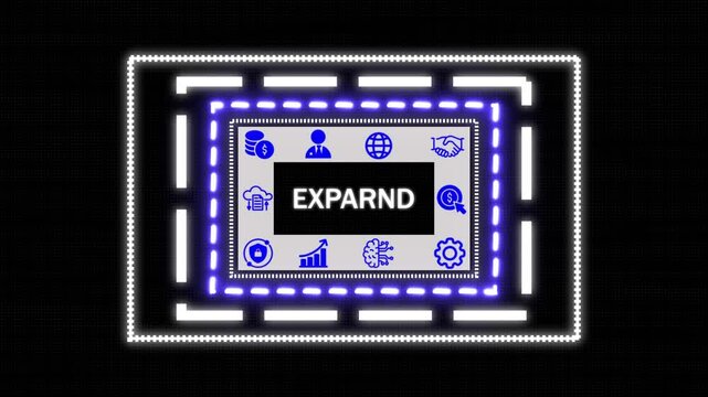 An Expand concept button ,Blue wave digital data flow. Seamless loop technology network background concept.